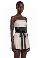 Lysandra Purple Off Shoulder Mini Dress with Lace Panels
