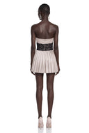 Lysandra Purple Off Shoulder Mini Dress with Lace Panels