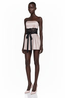 Lysandra Purple Off Shoulder Mini Dress with Lace Panels