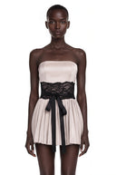 Lysandra Purple Off Shoulder Mini Dress with Lace Panels