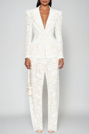 Genevieve Floral Lace Pants Set in White