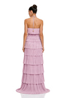 Jeanne Purple Halterneck Pleated Maxi Dress