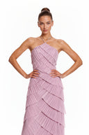 Jeanne Purple Halterneck Pleated Maxi Dress