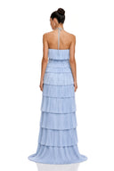 Jeanne Blue Halterneck Pleated Maxi Dress