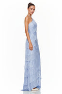 Jeanne Blue Halterneck Pleated Maxi Dress