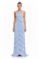 Jeanne Blue Halterneck Pleated Maxi Dress