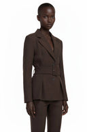 Boudicca Dark Brown Belted Wrap Blazer