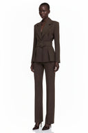 Boudicca Dark Brown Belted Wrap Blazer