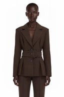 Boudicca Dark Brown Belted Wrap Blazer