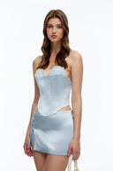 Jocasta Blue Satin Corset Top & Mini Skirt Set