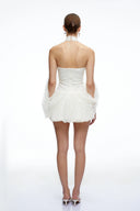 Delia White Halterneck Lace Mini Dress