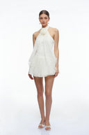 Delia White Halterneck Lace Mini Dress