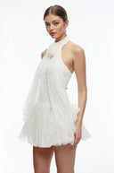 Delia White Halterneck Lace Mini Dress