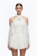 Delia White Halterneck Lace Mini Dress