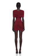 Tanais Red Pleated Cape Mini Dress