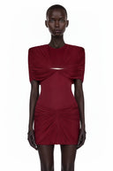 Tanais Red Pleated Cape Mini Dress