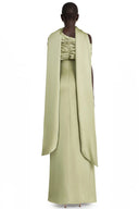 Tanaquil Green One Shoulder Satin Maxi Dress