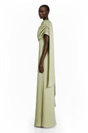 Tanaquil Green One Shoulder Satin Maxi Dress