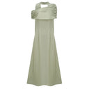 Tanaquil Green One Shoulder Satin Maxi Dress