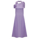 Tanaquil Lilac One Shoulder Satin Maxi Dress