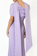 Tanaquil Lilac One Shoulder Satin Maxi Dress