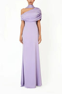 Tanaquil Lilac One Shoulder Satin Maxi Dress