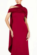 Tanaquil Red One Shoulder Satin Maxi Dress