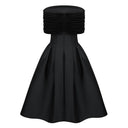 Marie Black Off Shoulder Polished Midi Dress