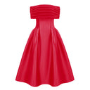 Marie Red Off Shoulder Polished Midi Dress