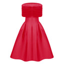 Marie Red Off Shoulder Polished Midi Dress