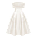 Marie White Off Shoulder Polished Midi Dress
