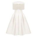Marie White Off Shoulder Polished Midi Dress