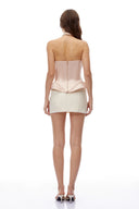 Caterina Pink Halterneck Cross Pleated Top