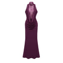 Pulcheria Magenta Lace Bodice Ruched Maxi Dress