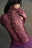 Pulcheria Magenta Lace Bodice Ruched Maxi Dress