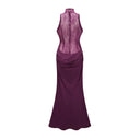 Pulcheria Magenta Lace Bodice Ruched Maxi Dress