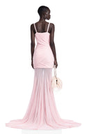 Jacquetta Pink V-Neck Ruched Maxi Dress