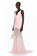 Jacquetta Pink V-Neck Ruched Maxi Dress