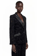 Fulvia Black Sheer Floral Lace Blazer & Trouser Set