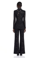 Fulvia Black Sheer Floral Lace Blazer & Trouser Set