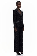 Fulvia Black Sheer Floral Lace Blazer & Trouser Set