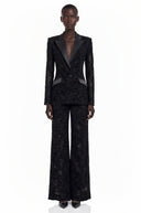 Fulvia Black Sheer Floral Lace Blazer & Trouser Set
