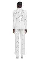 Fulvia White Sheer Floral Lace Blazer & Trouser Set