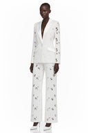 Fulvia White Sheer Floral Lace Blazer & Trouser Set
