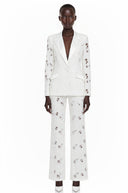 Fulvia White Sheer Floral Lace Blazer & Trouser Set