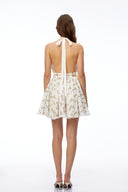Ariadne White Halterneck Ruched Mini Dress