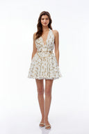 Ariadne White Halterneck Ruched Mini Dress