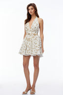 Ariadne White Halterneck Ruched Mini Dress
