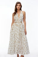 Ariadne White Halterneck Ruched Maxi Dress