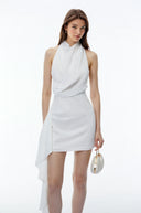 Flavia White Halterneck Sleeveless Mini Dress